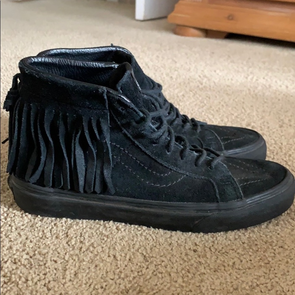 Vans black fringe SK8-HI shoes